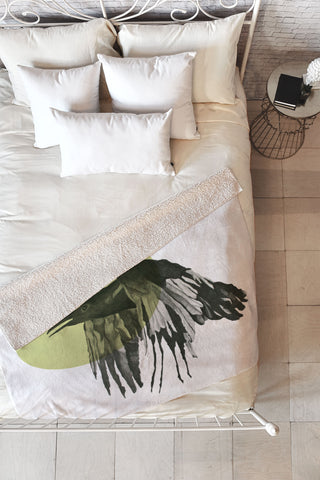 Morgan Kendall gold raven Fleece Throw Blanket