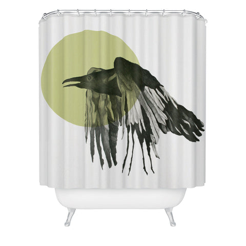 Morgan Kendall gold raven Shower Curtain