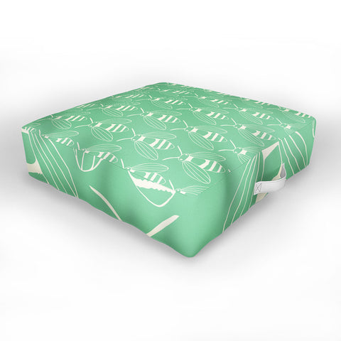 Morgan Kendall green bees Outdoor Floor Cushion
