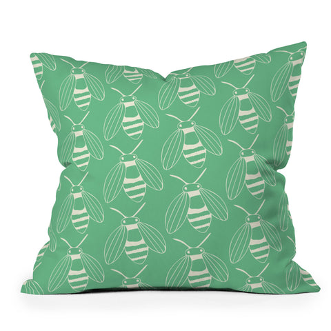 Morgan Kendall green bees Throw Pillow