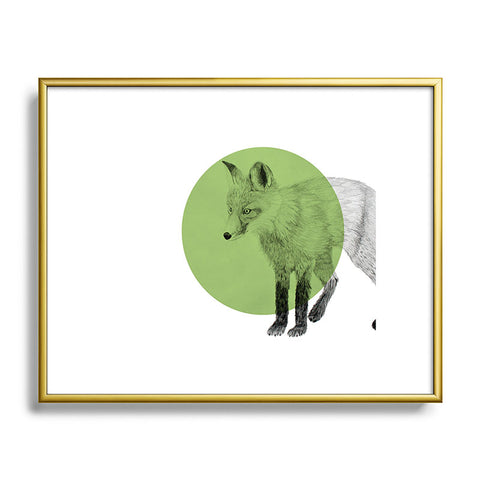 Morgan Kendall green fox Metal Framed Art Print