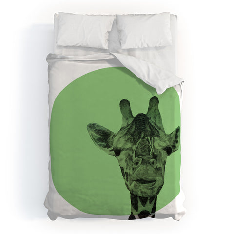 Morgan Kendall green giraffe Duvet Cover