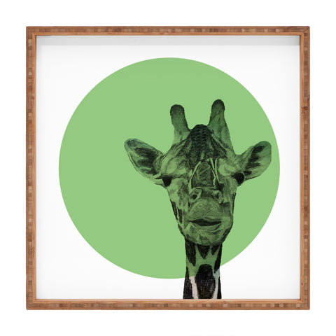 Morgan Kendall green giraffe Square Tray