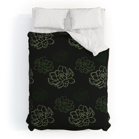 Morgan Kendall green succulents Comforter