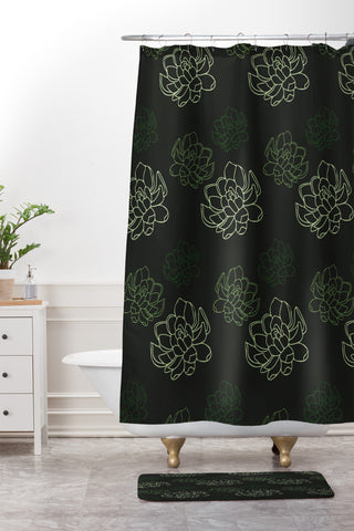 Morgan Kendall green succulents Shower Curtain And Mat