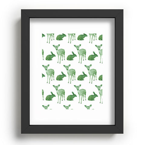Morgan Kendall green woodland animals Recessed Framing Rectangle