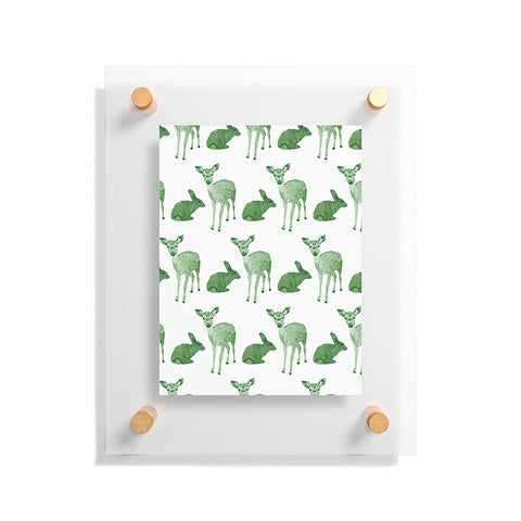 Morgan Kendall green woodland animals Floating Acrylic Print
