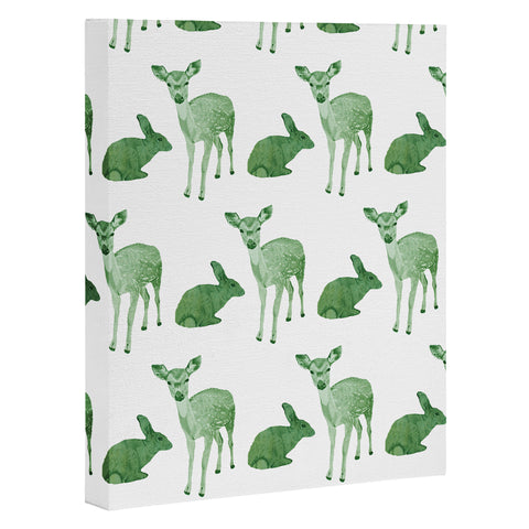 Morgan Kendall green woodland animals Art Canvas