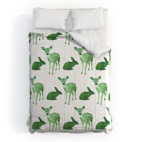 Morgan Kendall green woodland animals Comforter