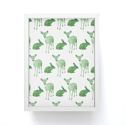 Morgan Kendall green woodland animals Framed Mini Art Print