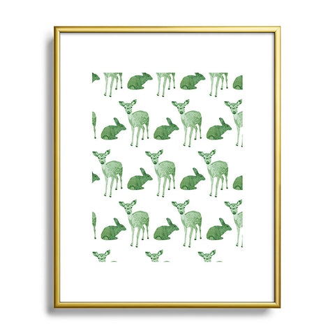 Morgan Kendall green woodland animals Metal Framed Art Print