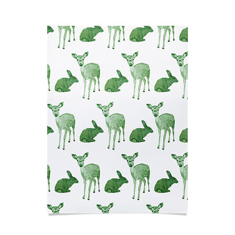 Morgan Kendall green woodland animals Poster