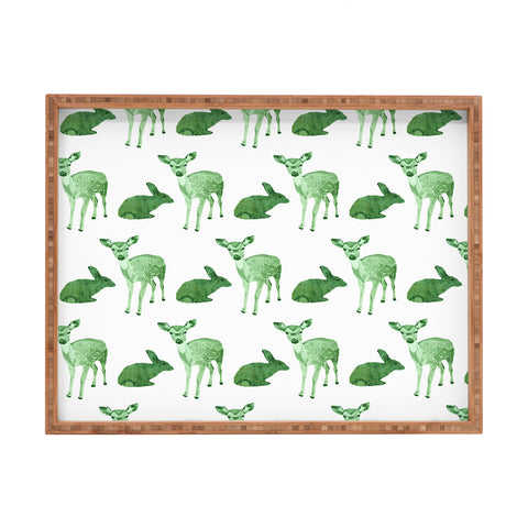 Morgan Kendall green woodland animals Rectangular Tray