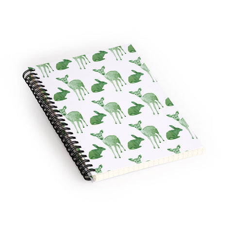 Morgan Kendall green woodland animals Spiral Notebook