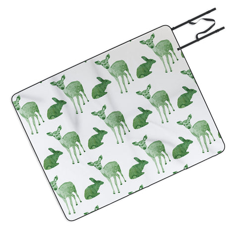 Morgan Kendall green woodland animals Picnic Blanket