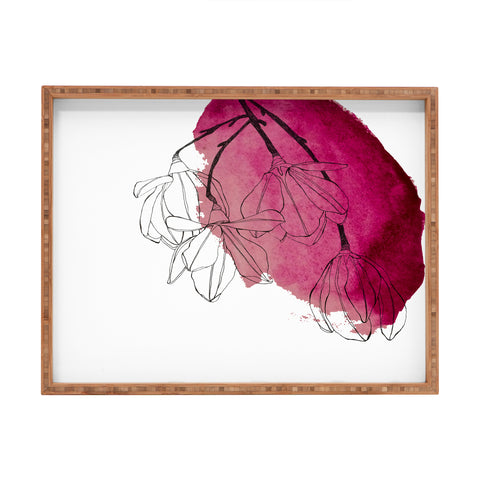 Morgan Kendall japanese magnolia blossoms Rectangular Tray