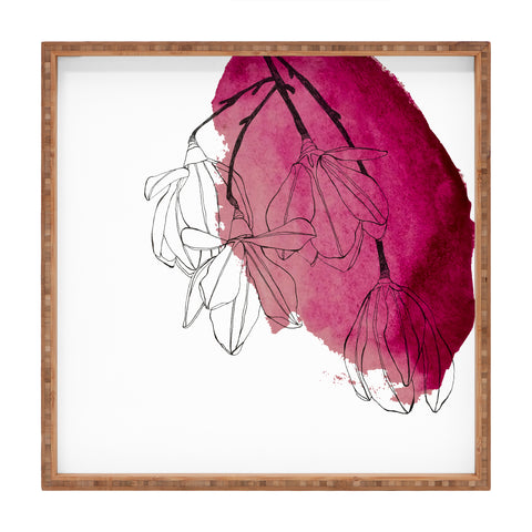 Morgan Kendall japanese magnolia blossoms Square Tray
