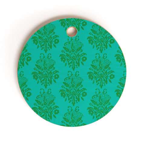 Morgan Kendall kelly green lace Cutting Board Round