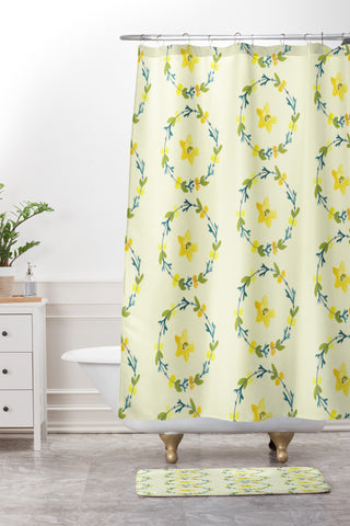 Morgan Kendall lemon lime Shower Curtain And Mat