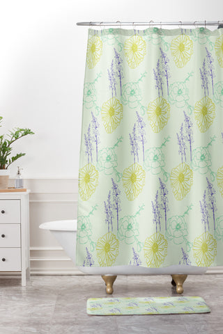 Morgan Kendall may flowers Shower Curtain And Mat