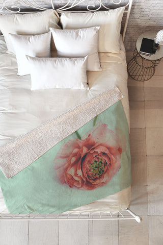 Morgan Kendall melon Fleece Throw Blanket