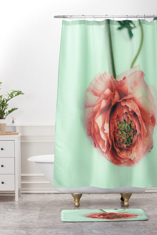 Morgan Kendall melon Shower Curtain And Mat