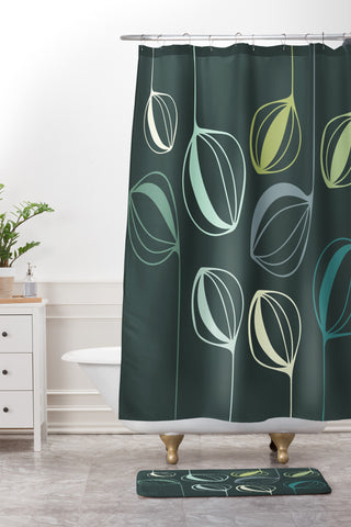 Morgan Kendall mid century pods Shower Curtain And Mat