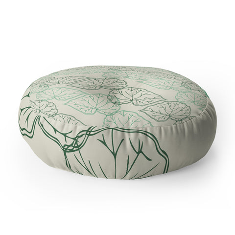 Morgan Kendall mint green leaves Floor Pillow Round