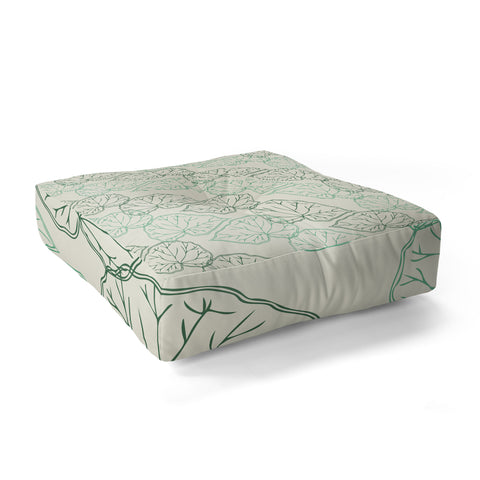 Morgan Kendall mint green leaves Floor Pillow Square