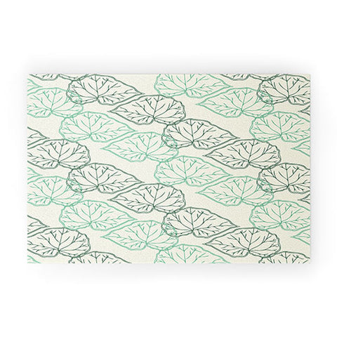 Morgan Kendall mint green leaves Welcome Mat