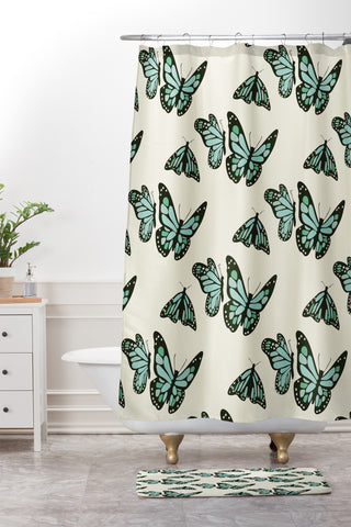 Morgan Kendall monarch butterflies Shower Curtain And Mat