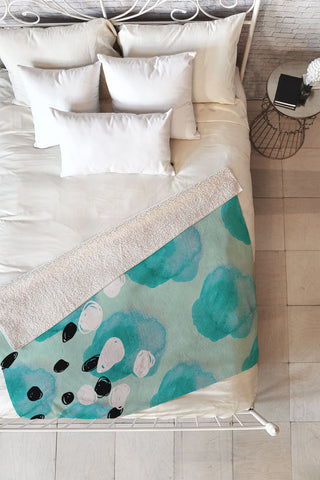 Morgan Kendall ocean scribbles Fleece Throw Blanket