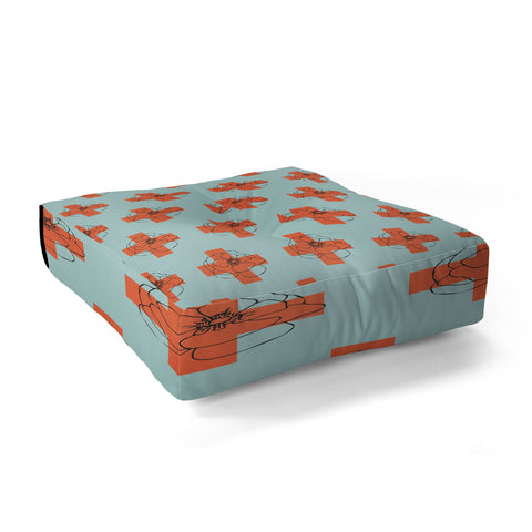 Morgan Kendall orange cross Floor Pillow Square