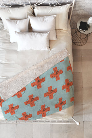 Morgan Kendall orange cross Fleece Throw Blanket