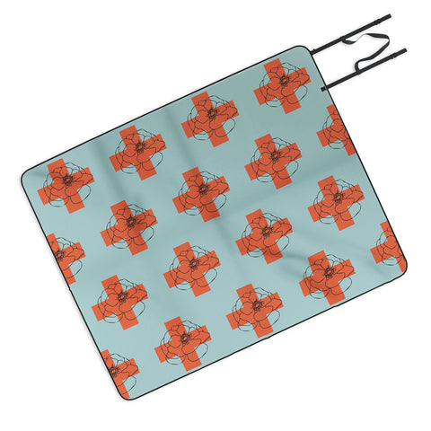 Morgan Kendall orange cross Picnic Blanket
