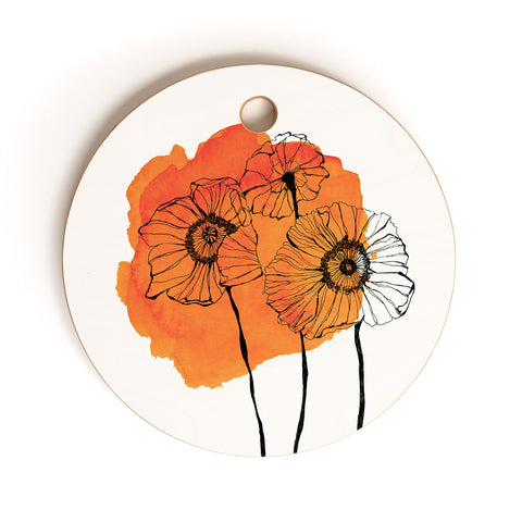Morgan Kendall orange poppies Cutting Board Round