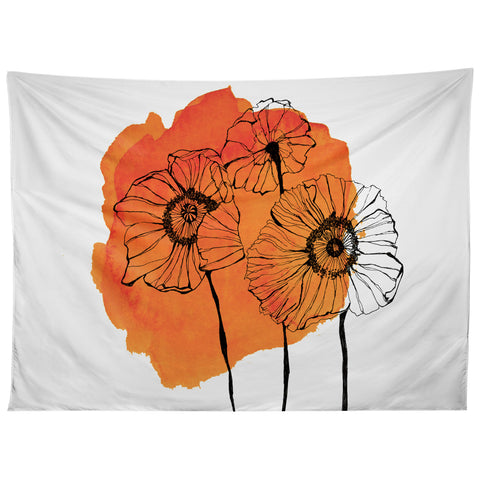 Morgan Kendall orange poppies Tapestry