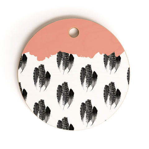 Morgan Kendall painted feathers Cutting Board Round