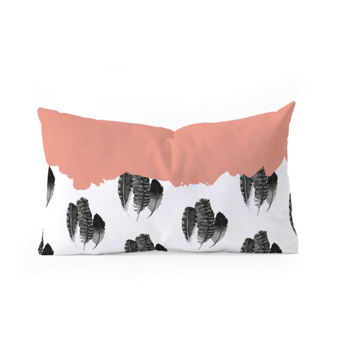 Morgan Kendall painted feathers Oblong Throw Pillow