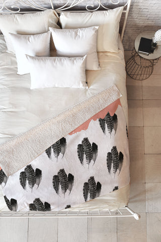 Morgan Kendall painted feathers Fleece Throw Blanket
