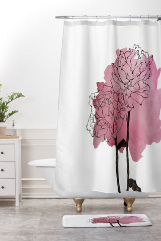 Morgan Kendall peonies Shower Curtain And Mat