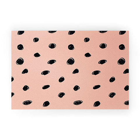 Morgan Kendall pink and black scribbles Welcome Mat