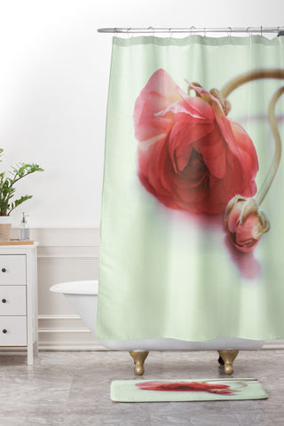 Morgan Kendall pink blush Shower Curtain And Mat