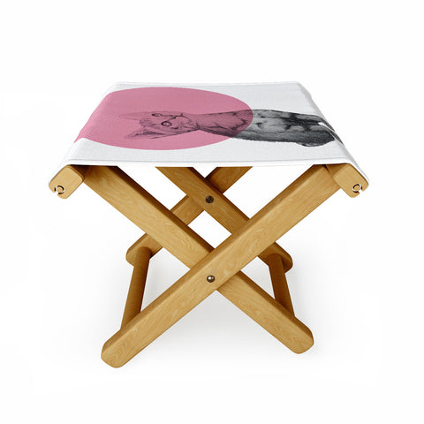Morgan Kendall pink cat Folding Stool