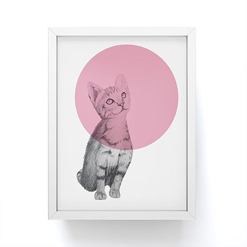 Morgan Kendall pink cat Framed Mini Art Print