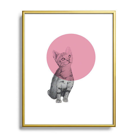 Morgan Kendall pink cat Metal Framed Art Print