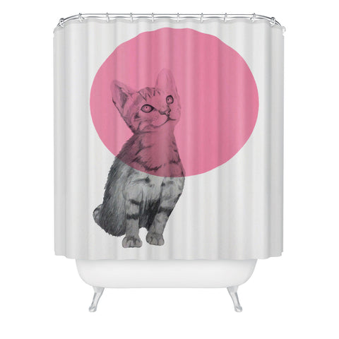 Morgan Kendall pink cat Shower Curtain