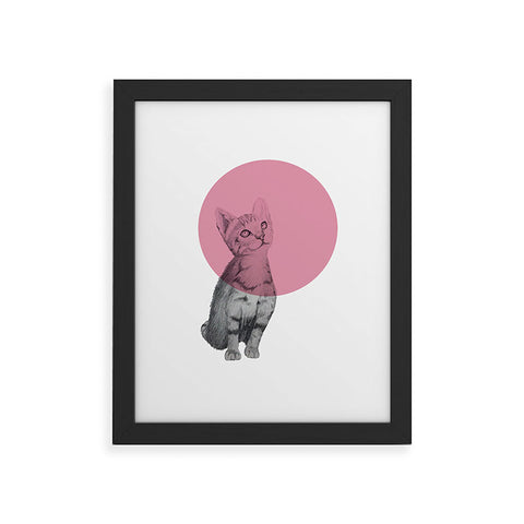 Morgan Kendall pink cat Framed Art Print