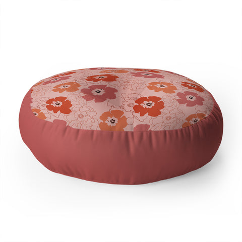 Morgan Kendall pink flower power Floor Pillow Round