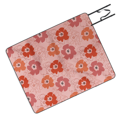 Morgan Kendall pink flower power Picnic Blanket